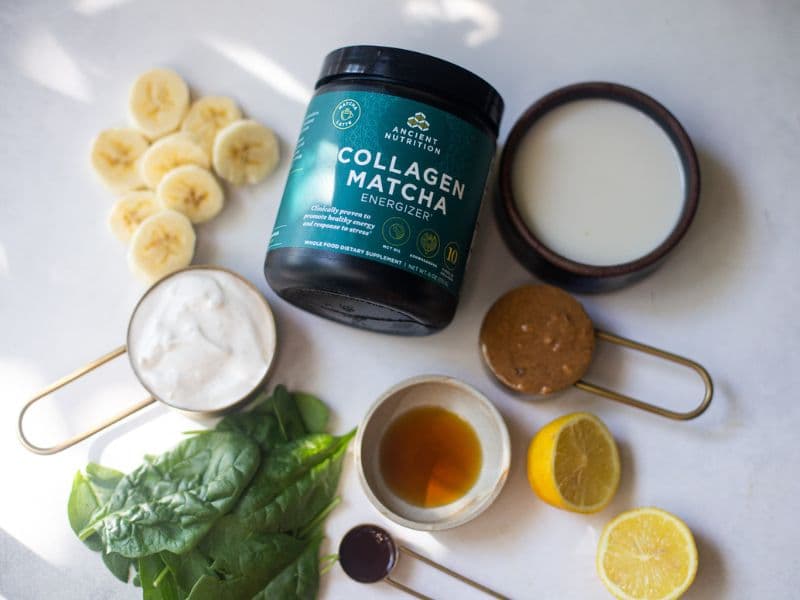 Collagen matcha smoothie ingredients